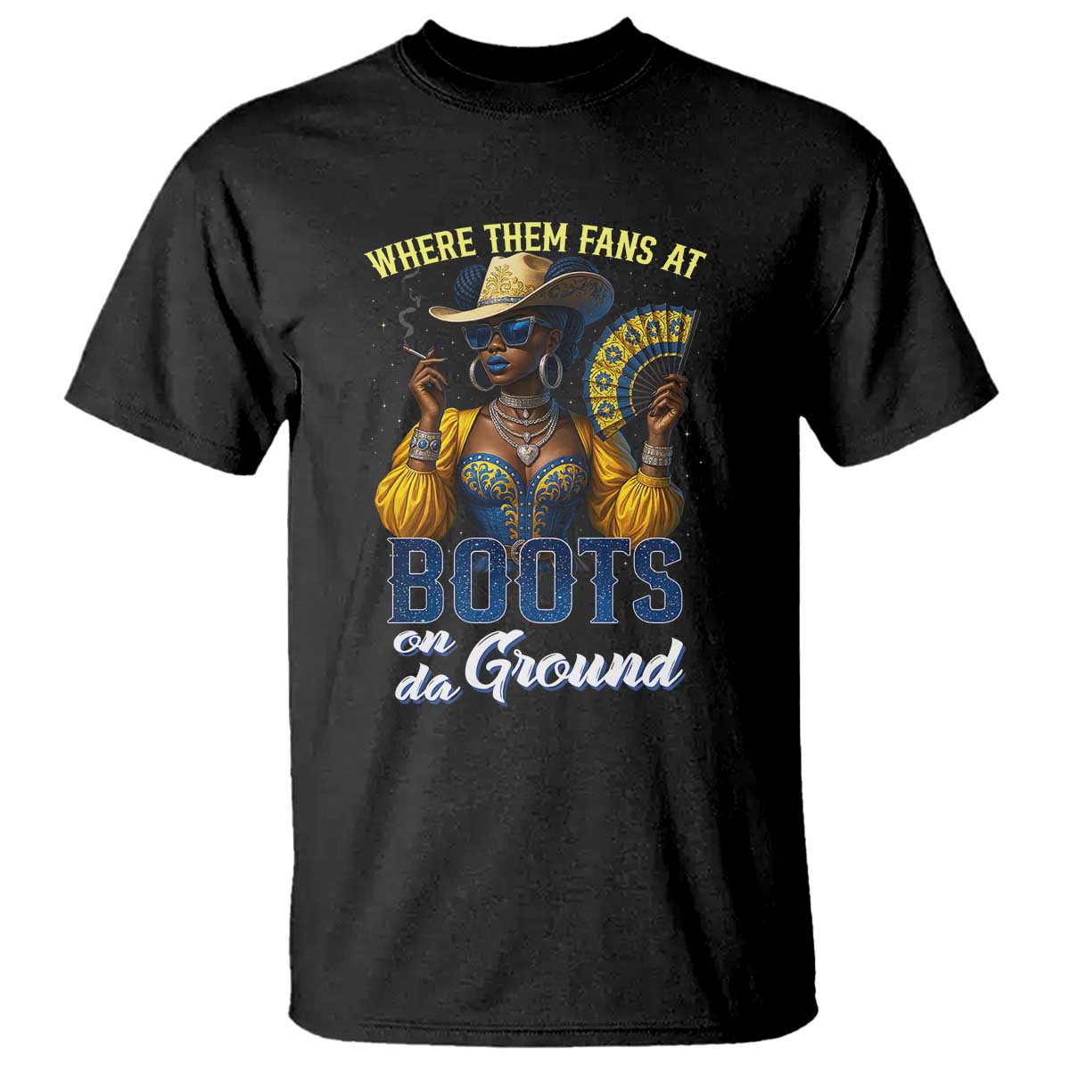 melanin-cowgirl-linedance-t-shirt-where-them-fans-at-boots-on-da-ground