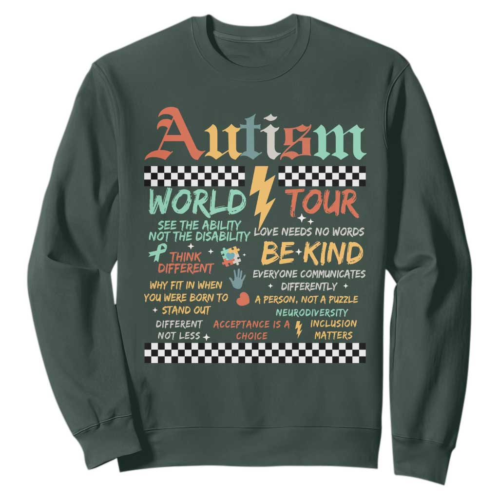 Funny Autism Acceptance Support Sweatshirt I Rock The Spectrum Tour