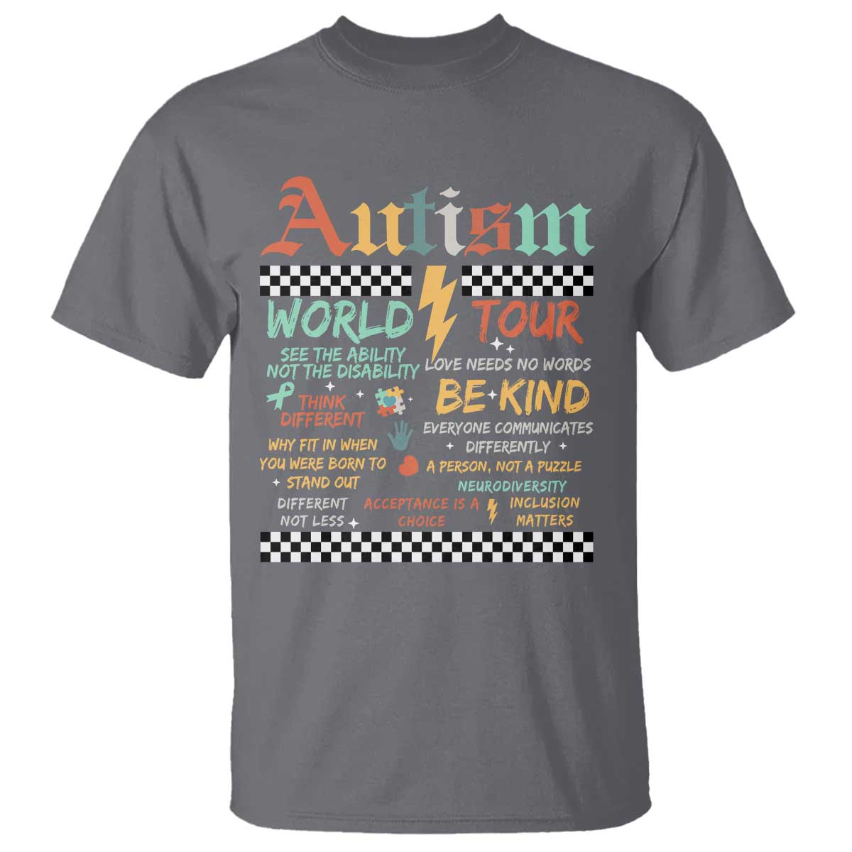 Funny Autism Acceptance Support T Shirt I Rock The Spectrum Tour