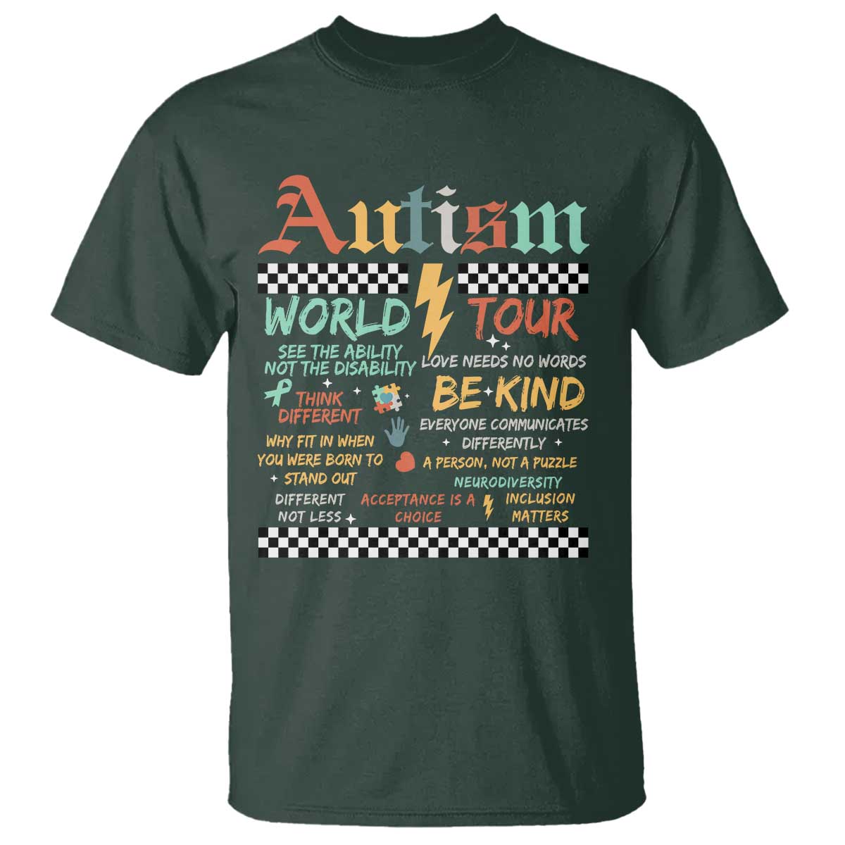 Funny Autism Acceptance Support T Shirt I Rock The Spectrum Tour