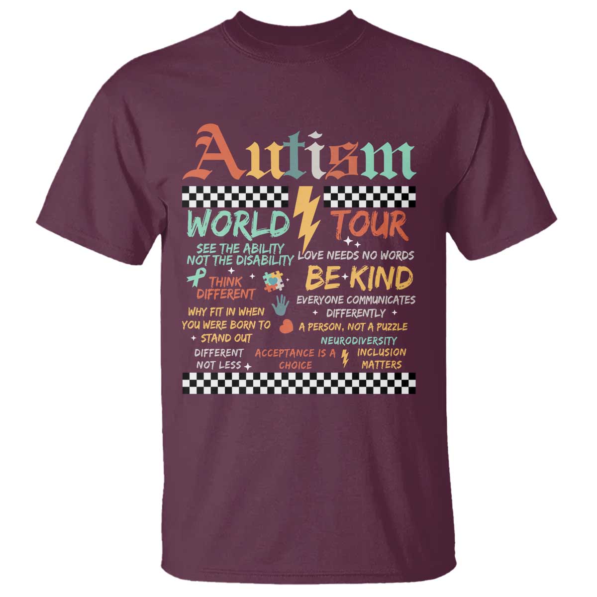 Funny Autism Acceptance Support T Shirt I Rock The Spectrum Tour