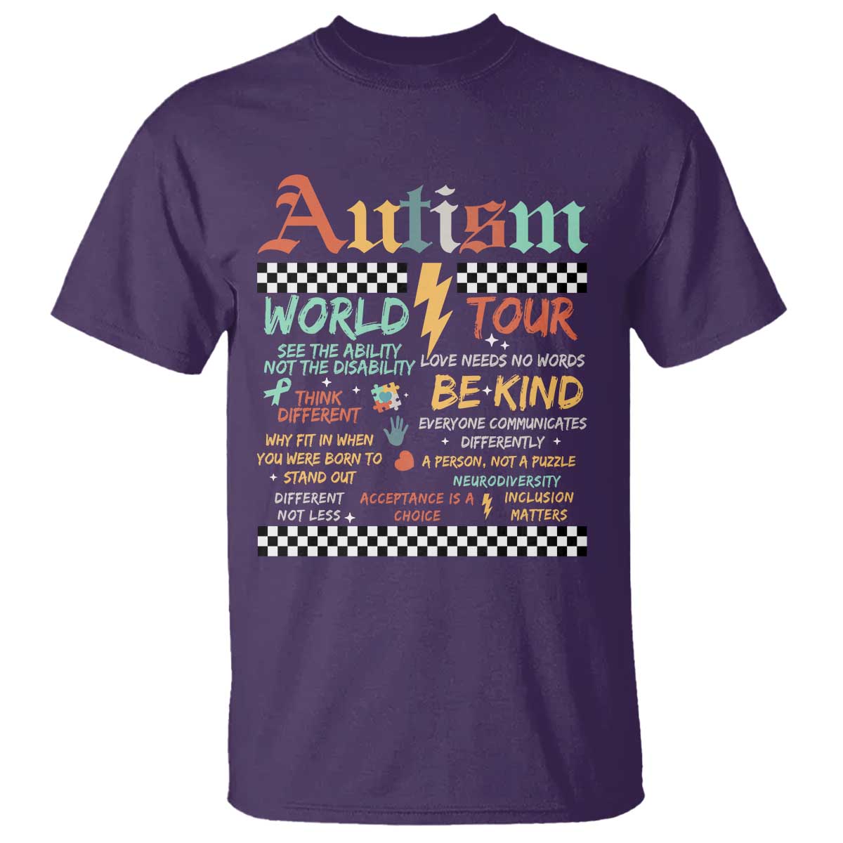 Funny Autism Acceptance Support T Shirt I Rock The Spectrum Tour