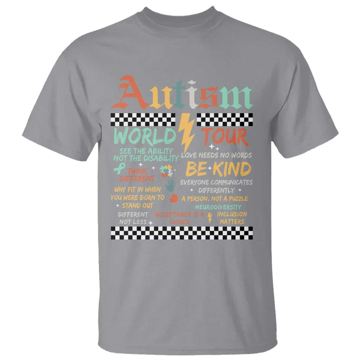 Funny Autism Acceptance Support T Shirt I Rock The Spectrum Tour