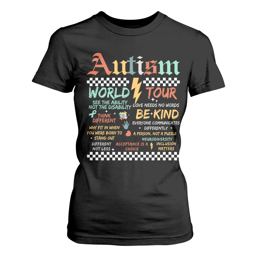 Funny Autism Acceptance Support T Shirt For Women I Rock The Spectrum Tour