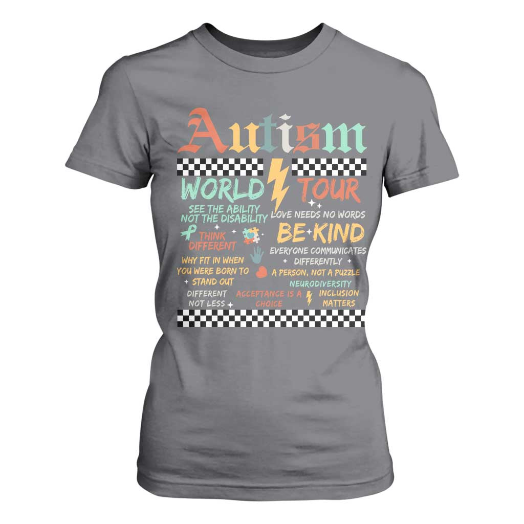 Funny Autism Acceptance Support T Shirt For Women I Rock The Spectrum Tour