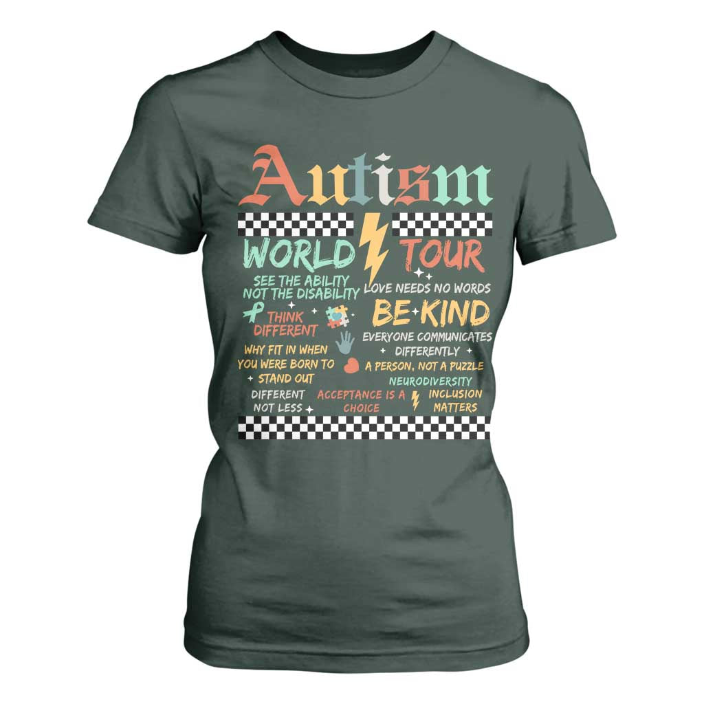 Funny Autism Acceptance Support T Shirt For Women I Rock The Spectrum Tour