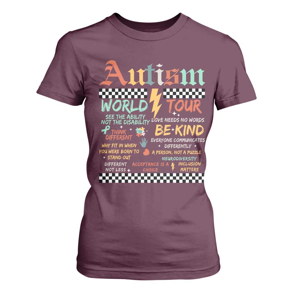 Funny Autism Acceptance Support T Shirt For Women I Rock The Spectrum Tour