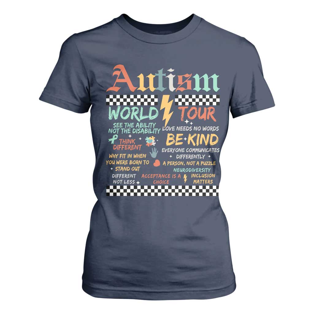 Funny Autism Acceptance Support T Shirt For Women I Rock The Spectrum Tour