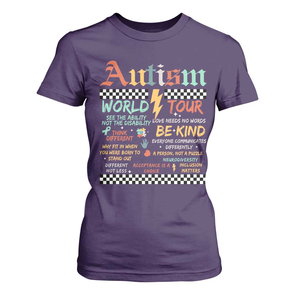 Funny Autism Acceptance Support T Shirt For Women I Rock The Spectrum Tour
