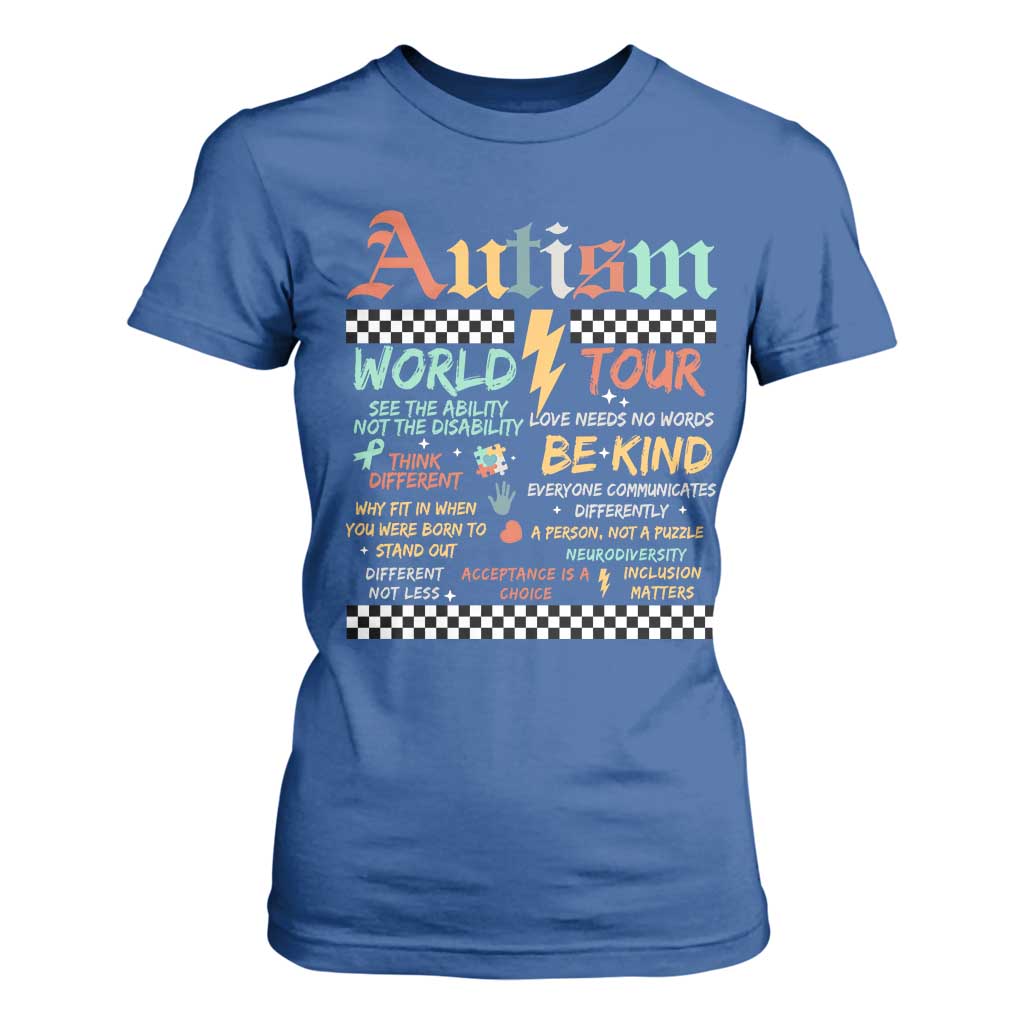 Funny Autism Acceptance Support T Shirt For Women I Rock The Spectrum Tour