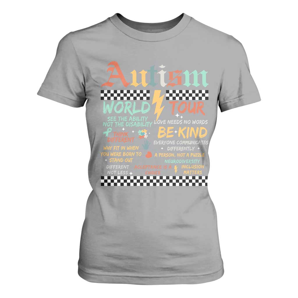 Funny Autism Acceptance Support T Shirt For Women I Rock The Spectrum Tour