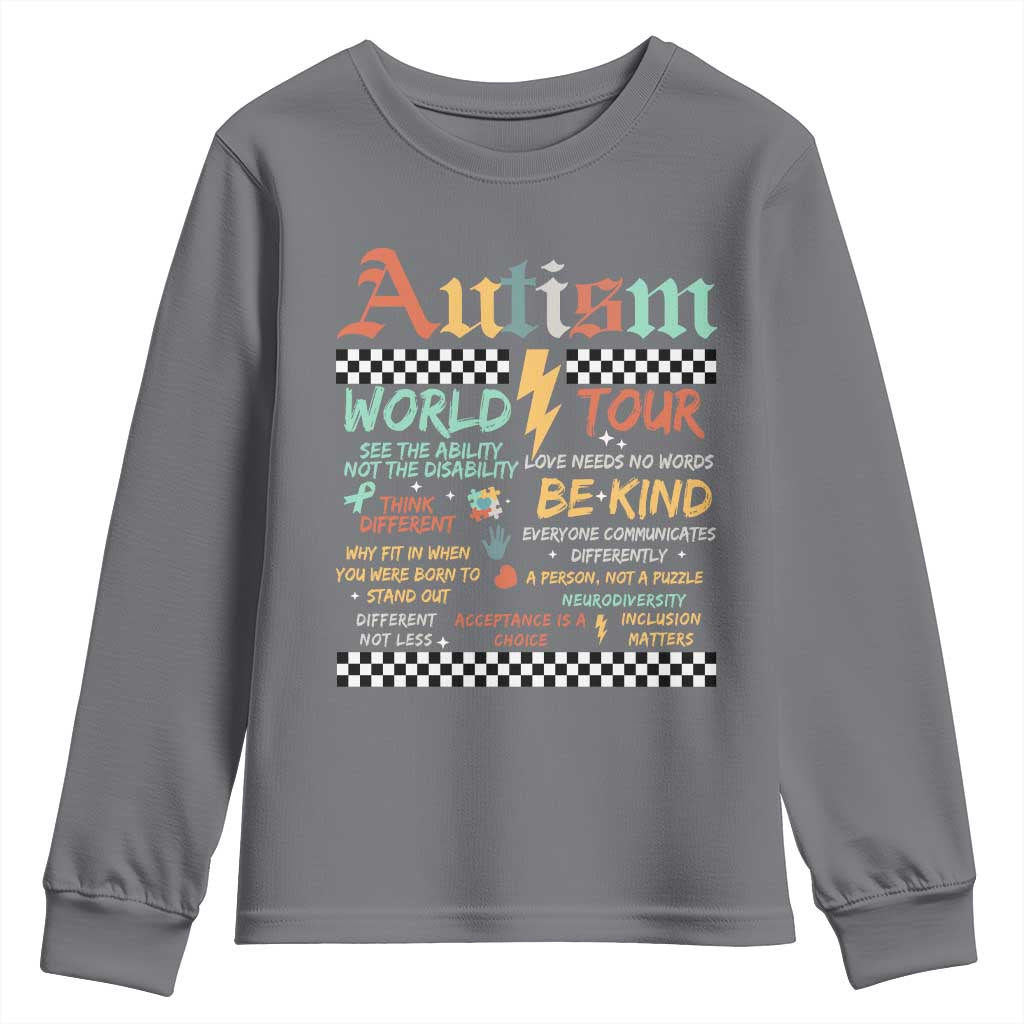 Funny Autism Acceptance Support Youth Sweatshirt I Rock The Spectrum Tour