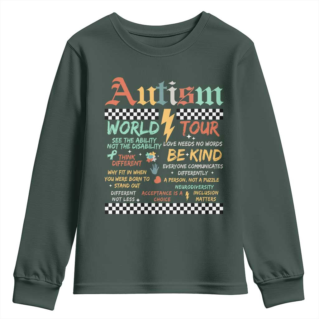 Funny Autism Acceptance Support Youth Sweatshirt I Rock The Spectrum Tour