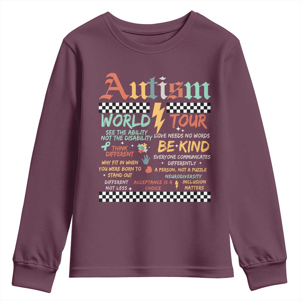 Funny Autism Acceptance Support Youth Sweatshirt I Rock The Spectrum Tour