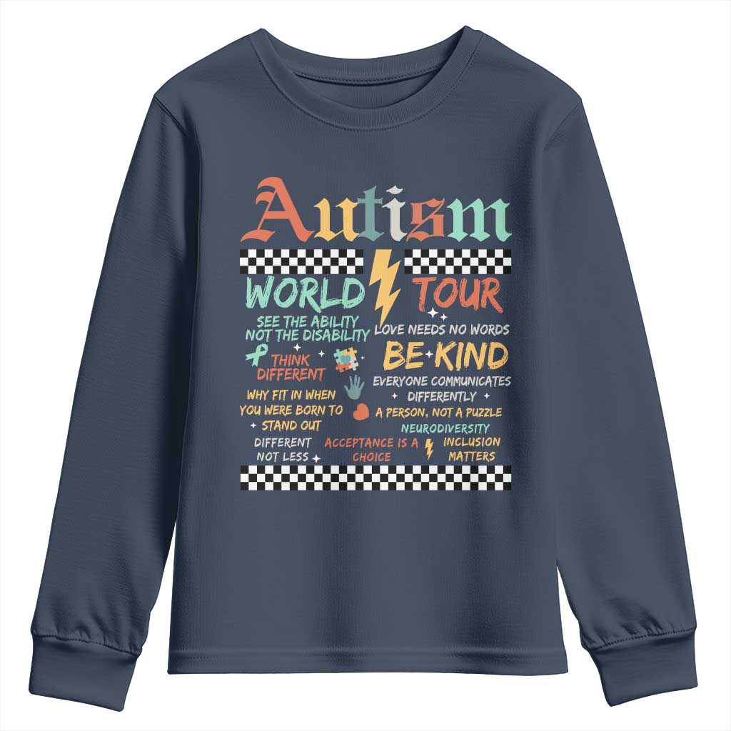 Funny Autism Acceptance Support Youth Sweatshirt I Rock The Spectrum Tour