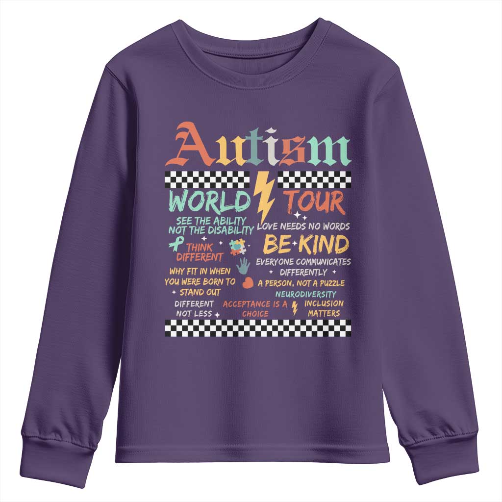 Funny Autism Acceptance Support Youth Sweatshirt I Rock The Spectrum Tour