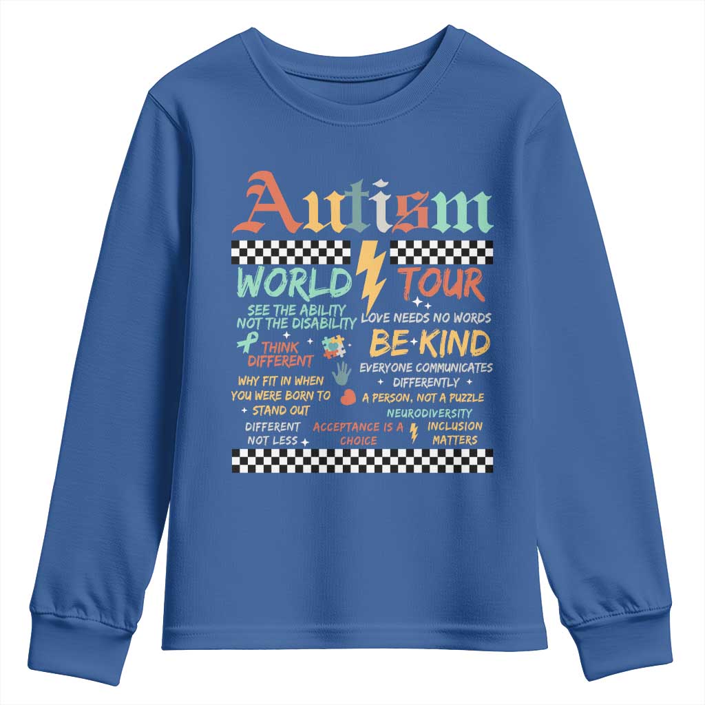 Funny Autism Acceptance Support Youth Sweatshirt I Rock The Spectrum Tour