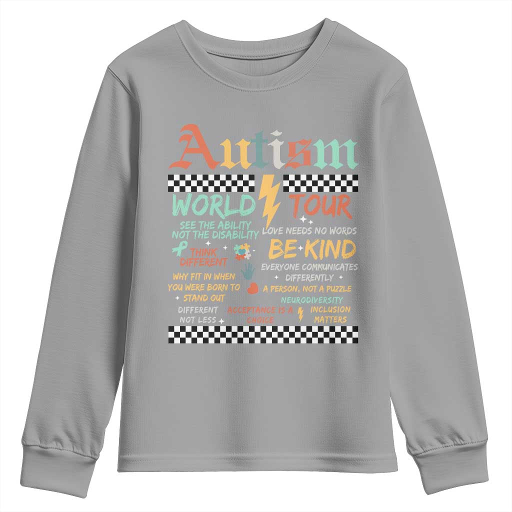 Funny Autism Acceptance Support Youth Sweatshirt I Rock The Spectrum Tour