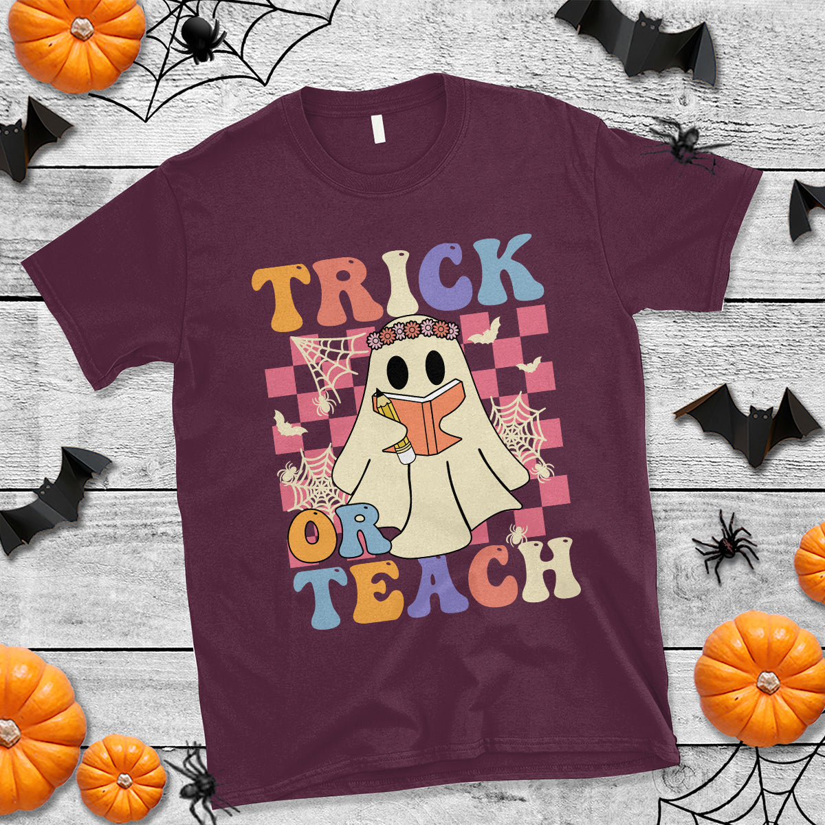 halloween-teacher-t-shirt-trick-or-teach-retro-floral-ghost-funny-halloween-teacher-1