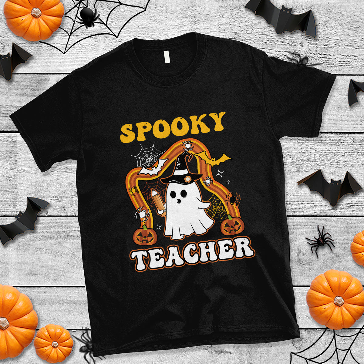 halloween-teacher-t-shirt-spooky-teacher-retro-rainbow-ghost-funny-halloween-teacher-1
