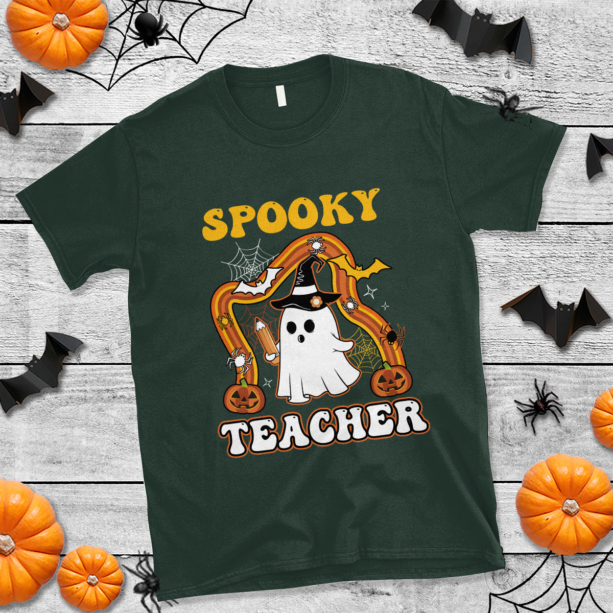 halloween-teacher-t-shirt-spooky-teacher-retro-rainbow-ghost-funny-halloween-teacher-1