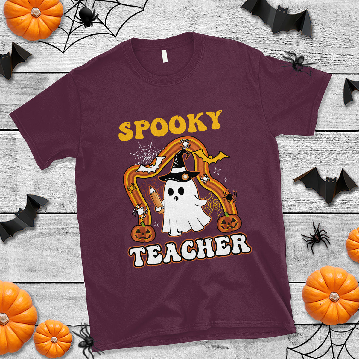 halloween-teacher-t-shirt-spooky-teacher-retro-rainbow-ghost-funny-halloween-teacher-1