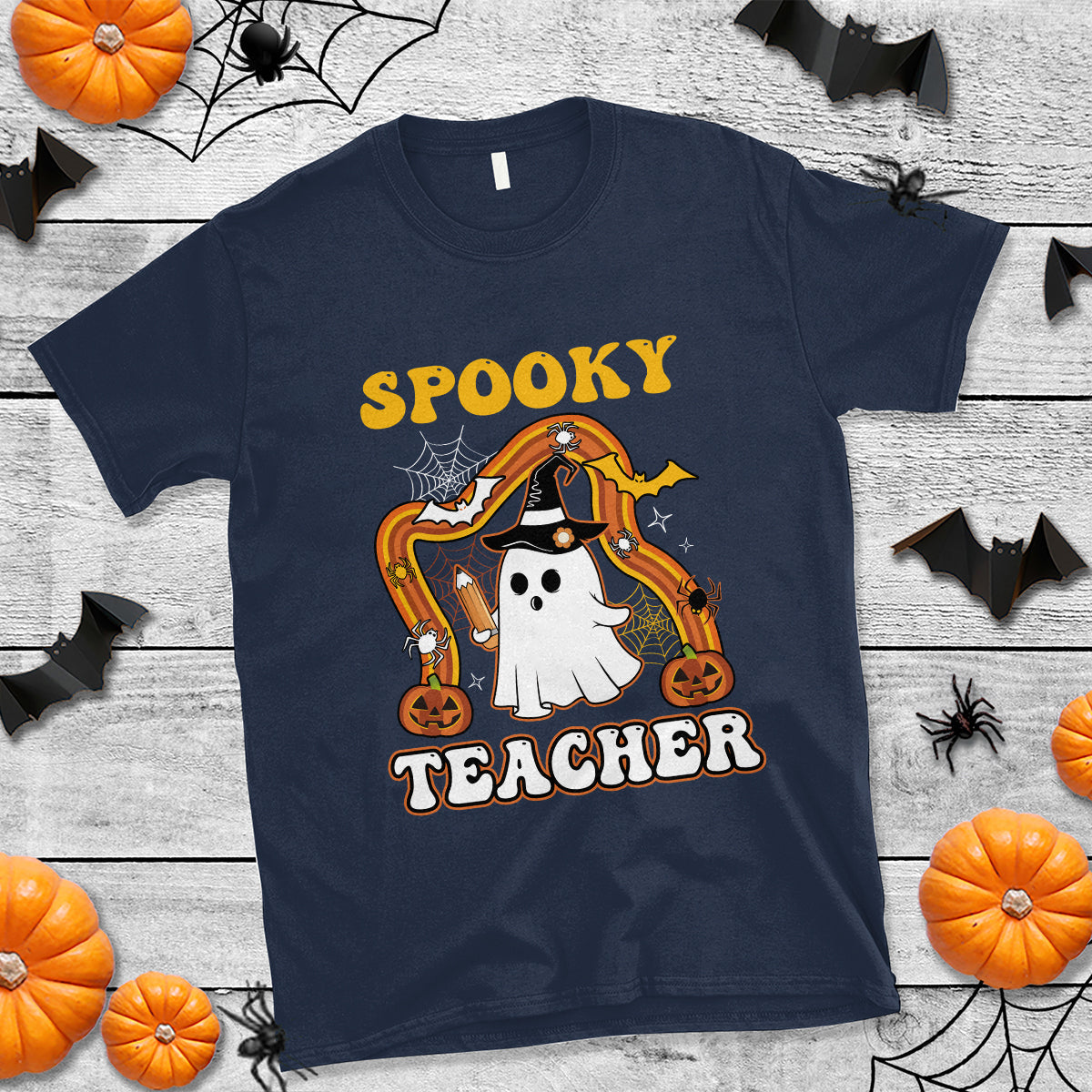 halloween-teacher-t-shirt-spooky-teacher-retro-rainbow-ghost-funny-halloween-teacher-1