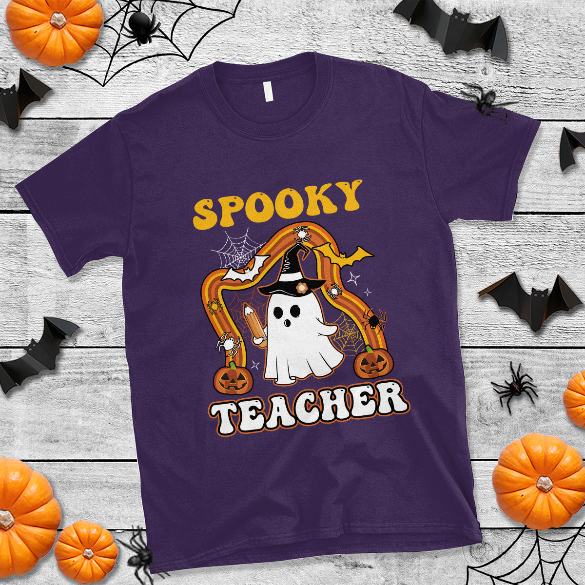 halloween-teacher-t-shirt-spooky-teacher-retro-rainbow-ghost-funny-halloween-teacher-1
