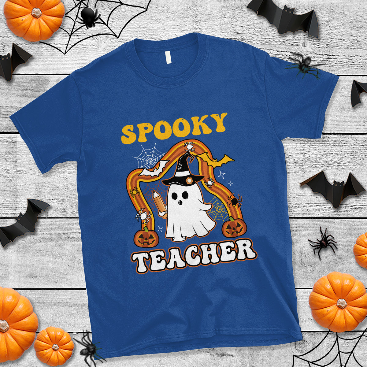 halloween-teacher-t-shirt-spooky-teacher-retro-rainbow-ghost-funny-halloween-teacher-1