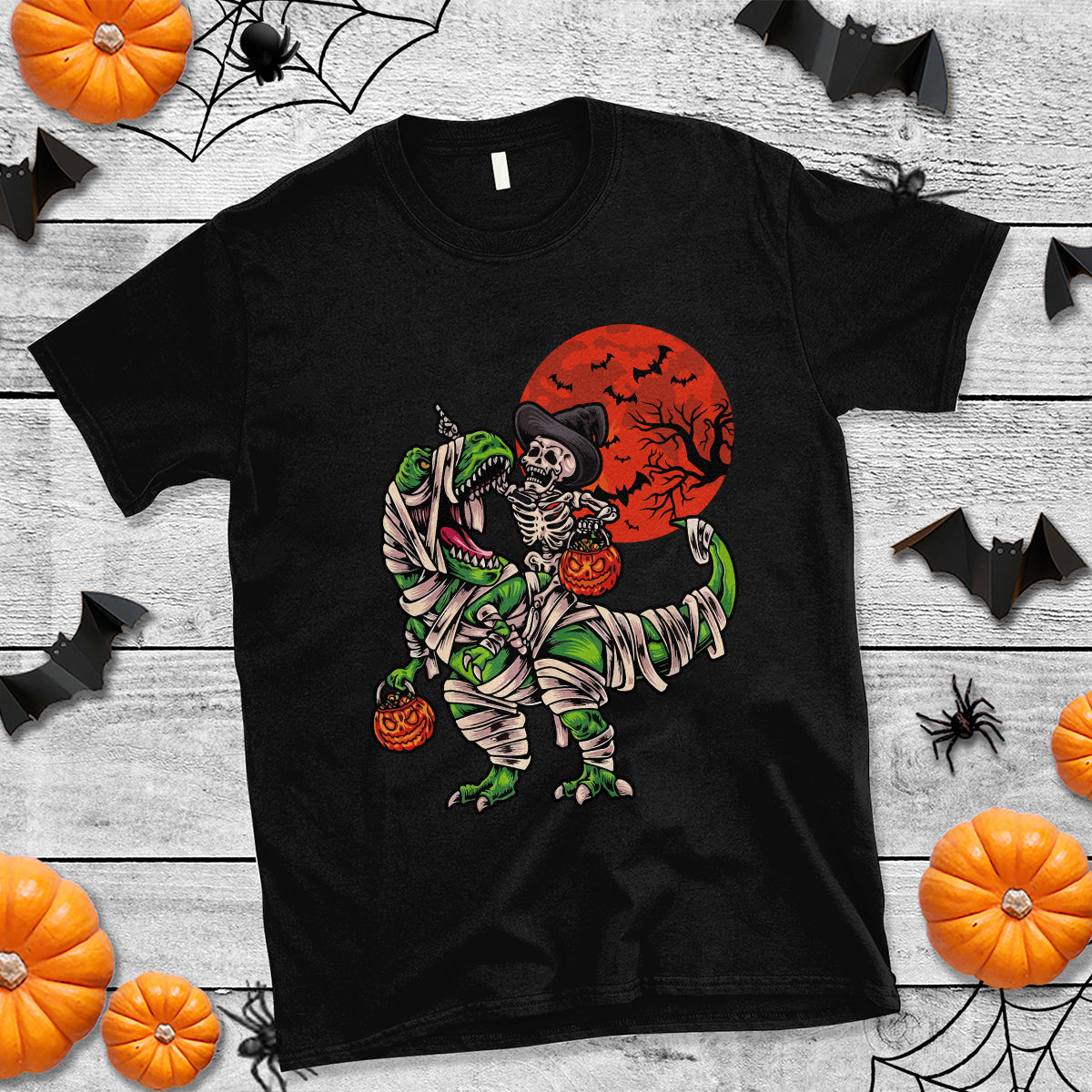 halloween-t-shirt-halloween-skeleton-riding-dinosaur-funny-scary-pumpkin-1