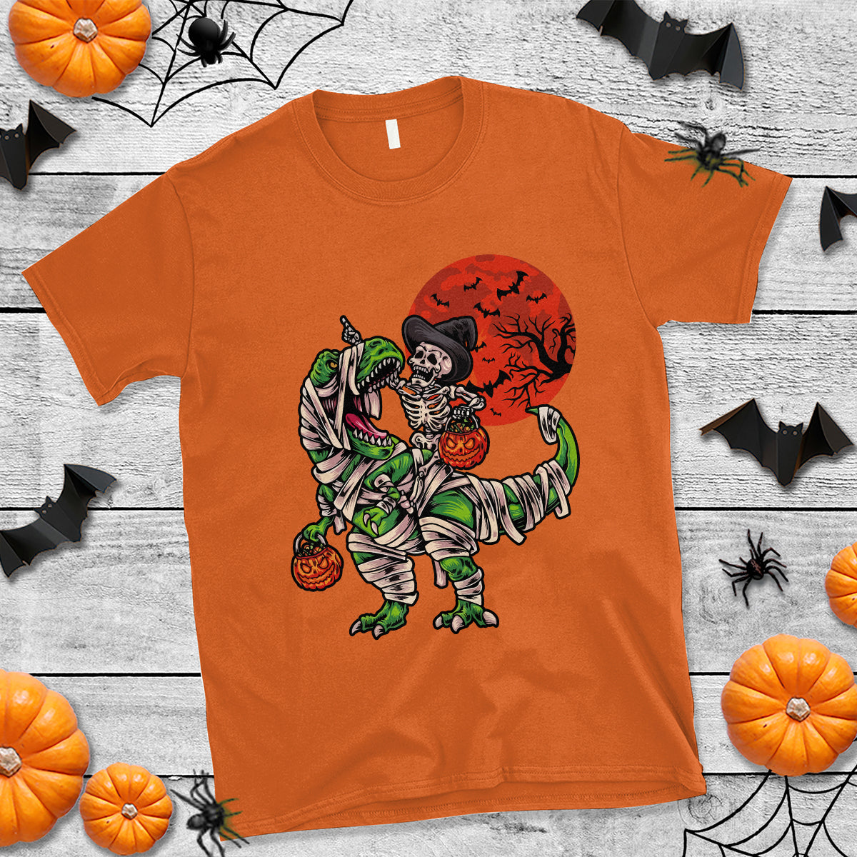 halloween-t-shirt-halloween-skeleton-riding-dinosaur-funny-scary-pumpkin-1