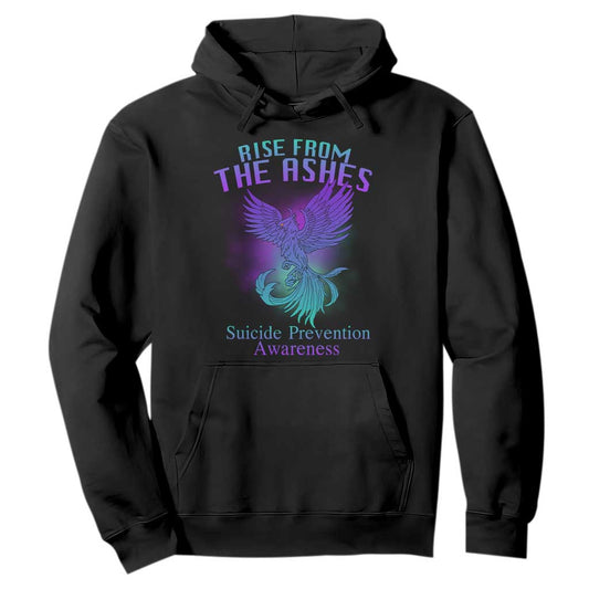 Suicide Prevention Support Hoodie Rise From The Ashes Phoenix Teal And Purple