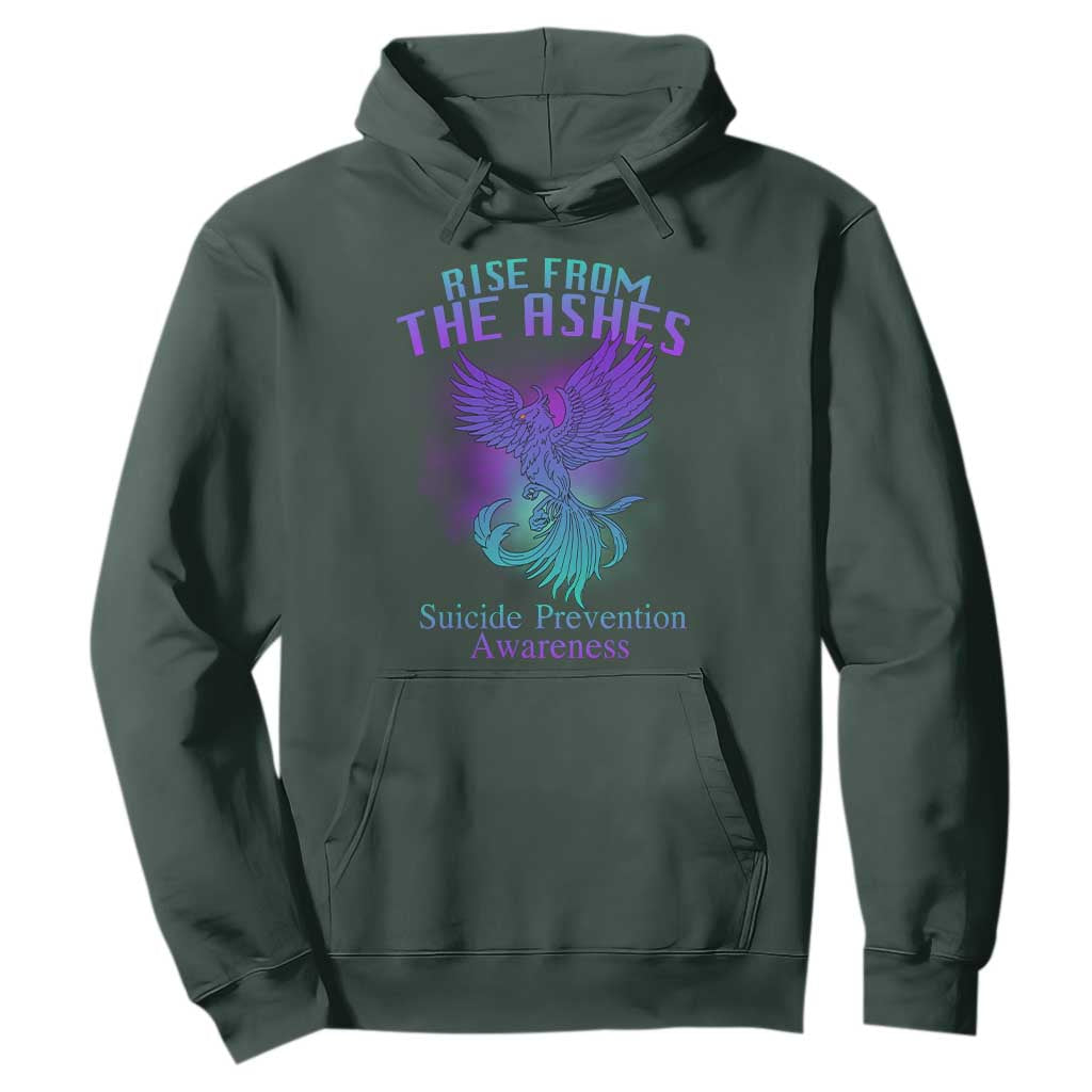 Suicide Prevention Support Hoodie Rise From The Ashes Phoenix Teal And Purple