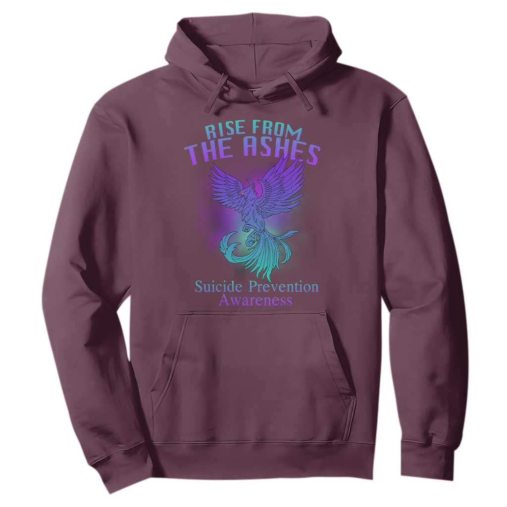 Suicide Prevention Support Hoodie Rise From The Ashes Phoenix Teal And Purple