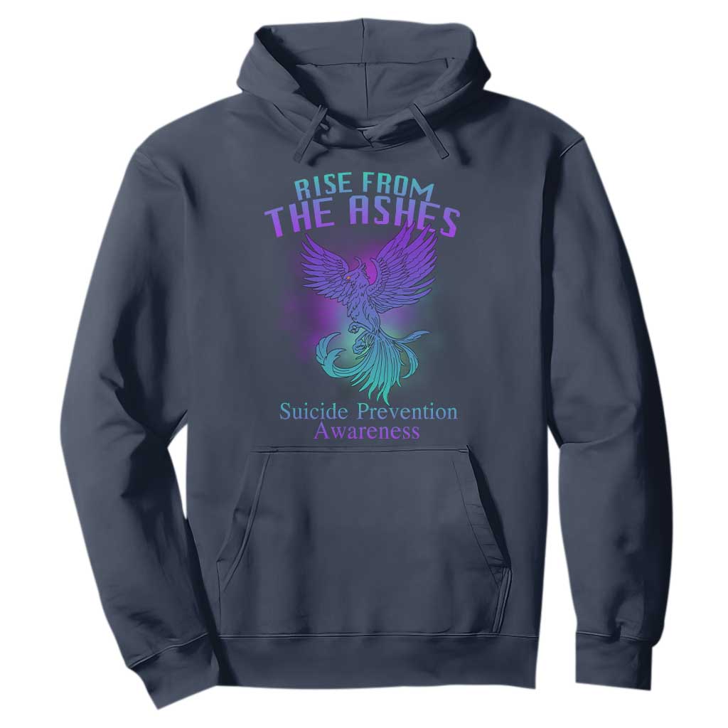 Suicide Prevention Support Hoodie Rise From The Ashes Phoenix Teal And Purple