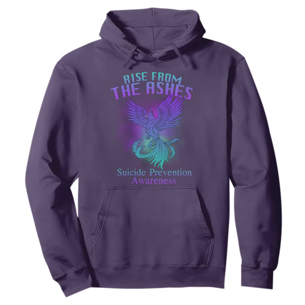 Suicide Prevention Support Hoodie Rise From The Ashes Phoenix Teal And Purple