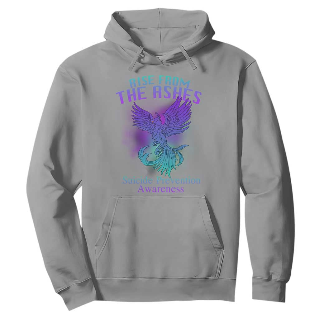 Suicide Prevention Support Hoodie Rise From The Ashes Phoenix Teal And Purple