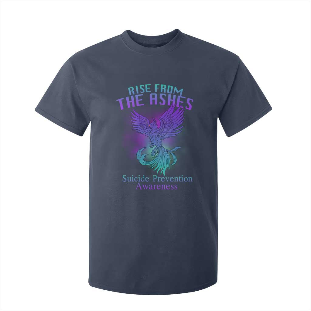 Suicide Prevention Support T Shirt For Kid Rise From The Ashes Phoenix Teal And Purple