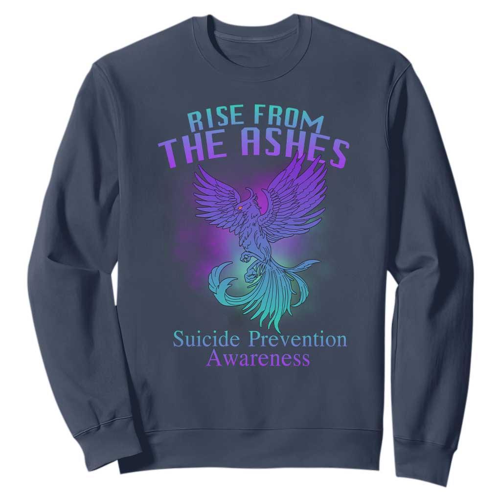 Suicide Prevention Support Sweatshirt Rise From The Ashes Phoenix Teal And Purple