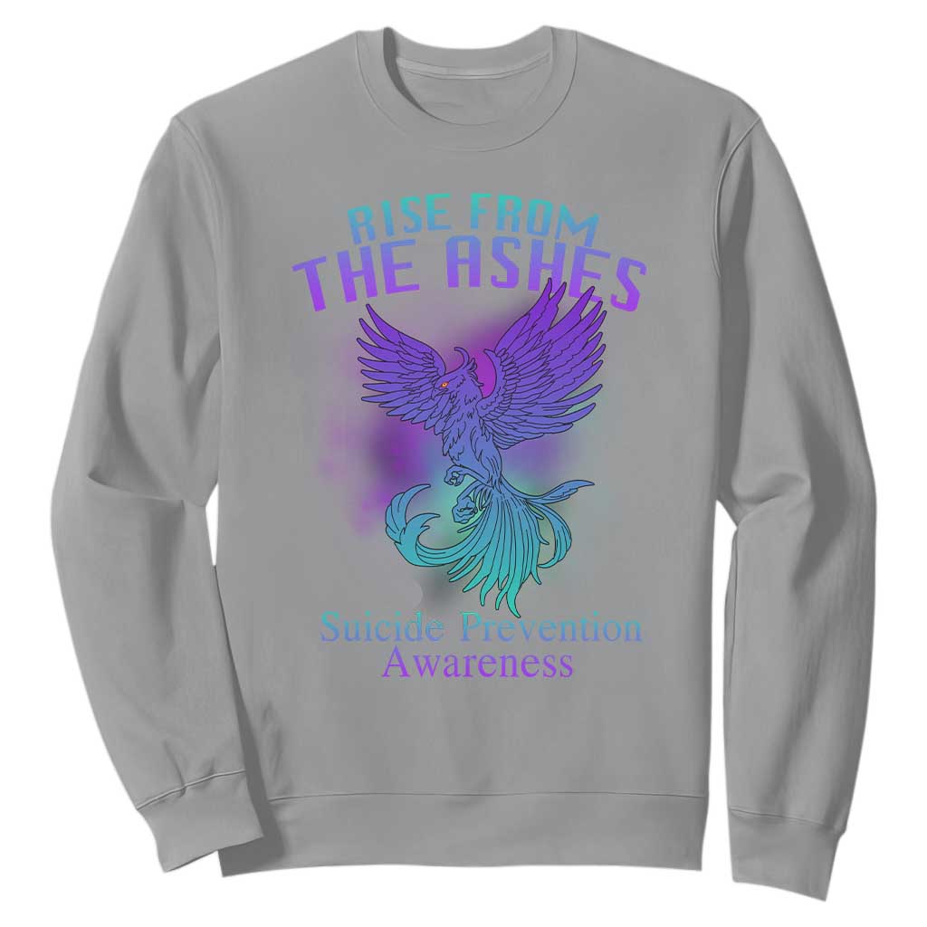 Suicide Prevention Support Sweatshirt Rise From The Ashes Phoenix Teal And Purple