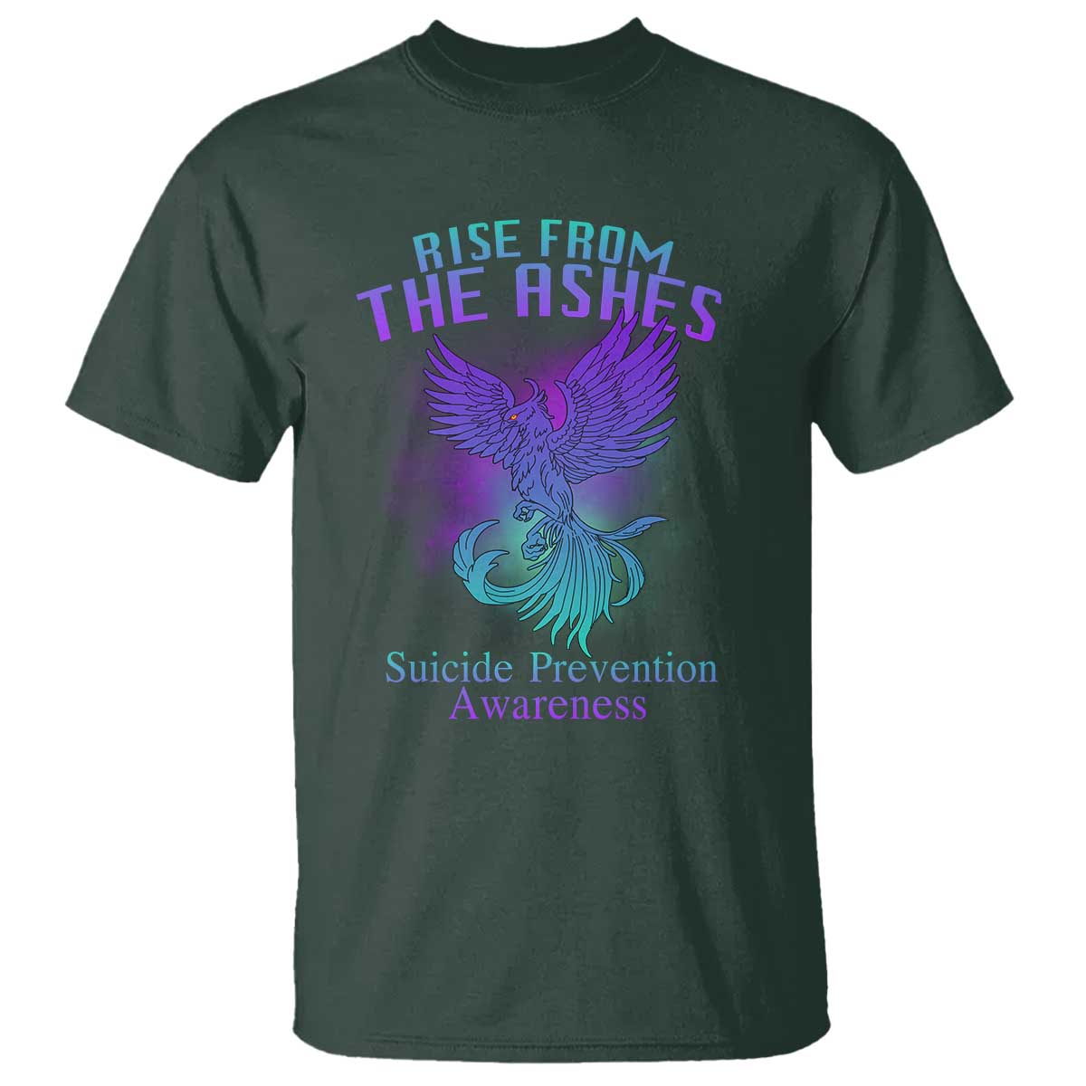 Suicide Prevention Support T Shirt Rise From The Ashes Phoenix Teal And Purple