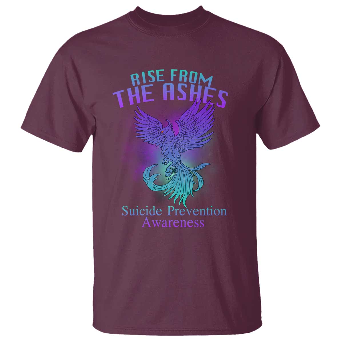 Suicide Prevention Support T Shirt Rise From The Ashes Phoenix Teal And Purple