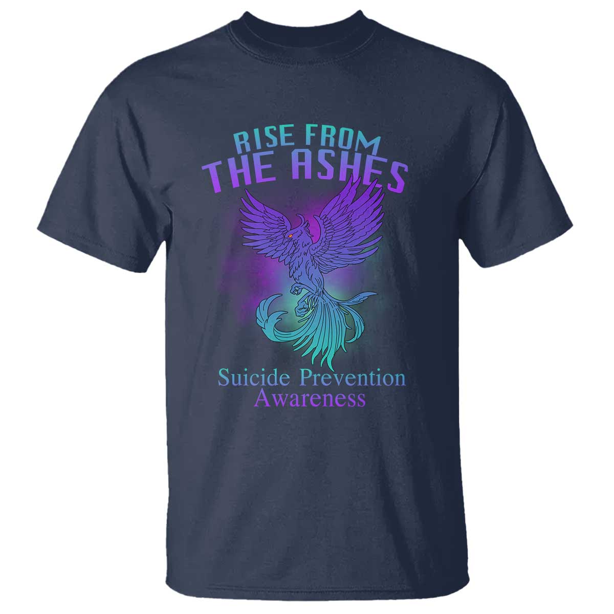 Suicide Prevention Support T Shirt Rise From The Ashes Phoenix Teal And Purple