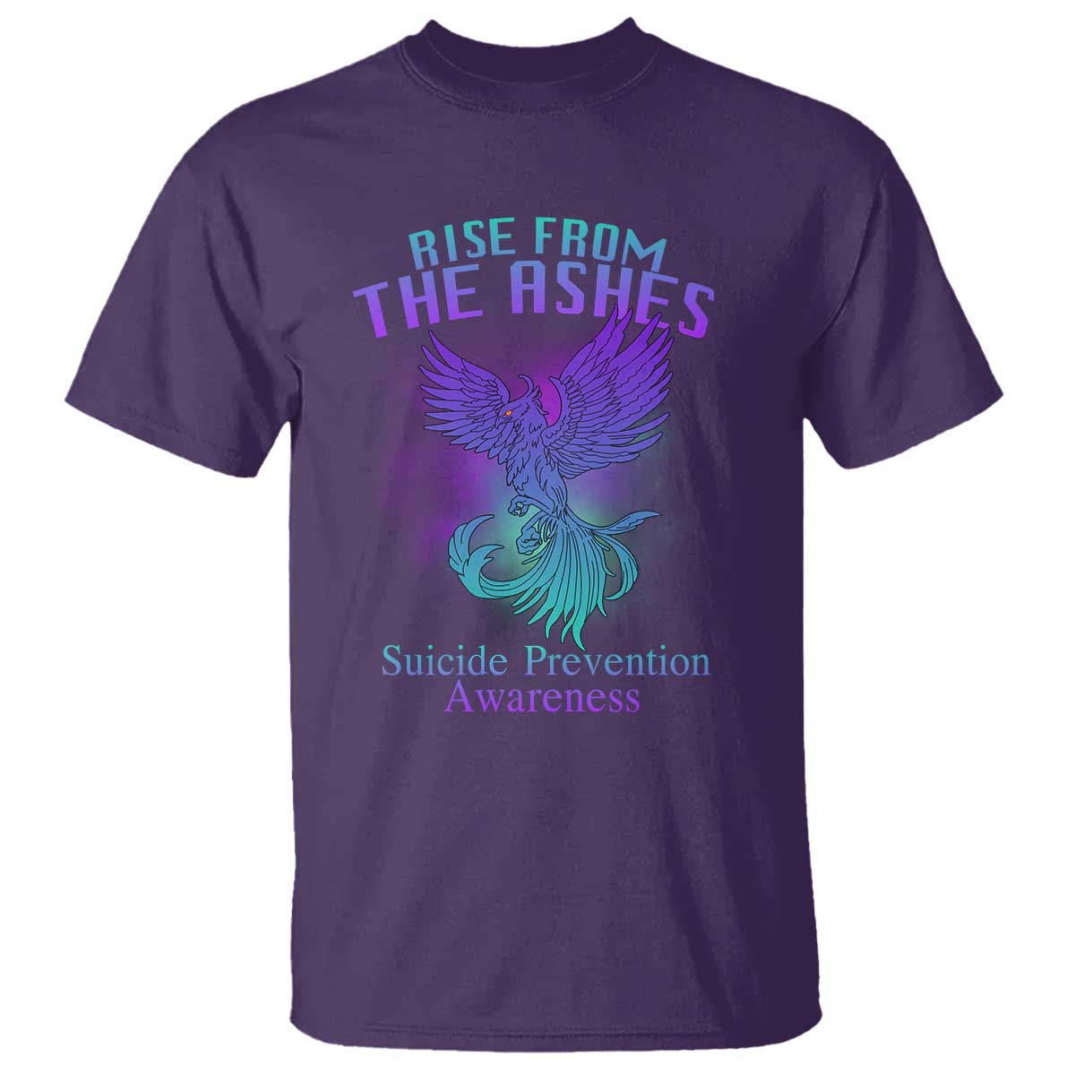 Suicide Prevention Support T Shirt Rise From The Ashes Phoenix Teal And Purple