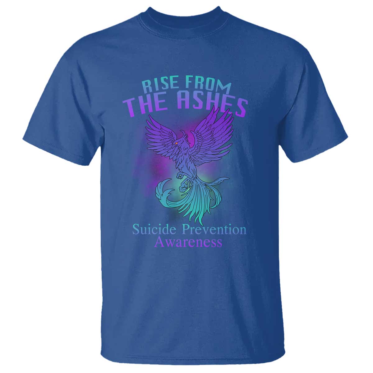 Suicide Prevention Support T Shirt Rise From The Ashes Phoenix Teal And Purple