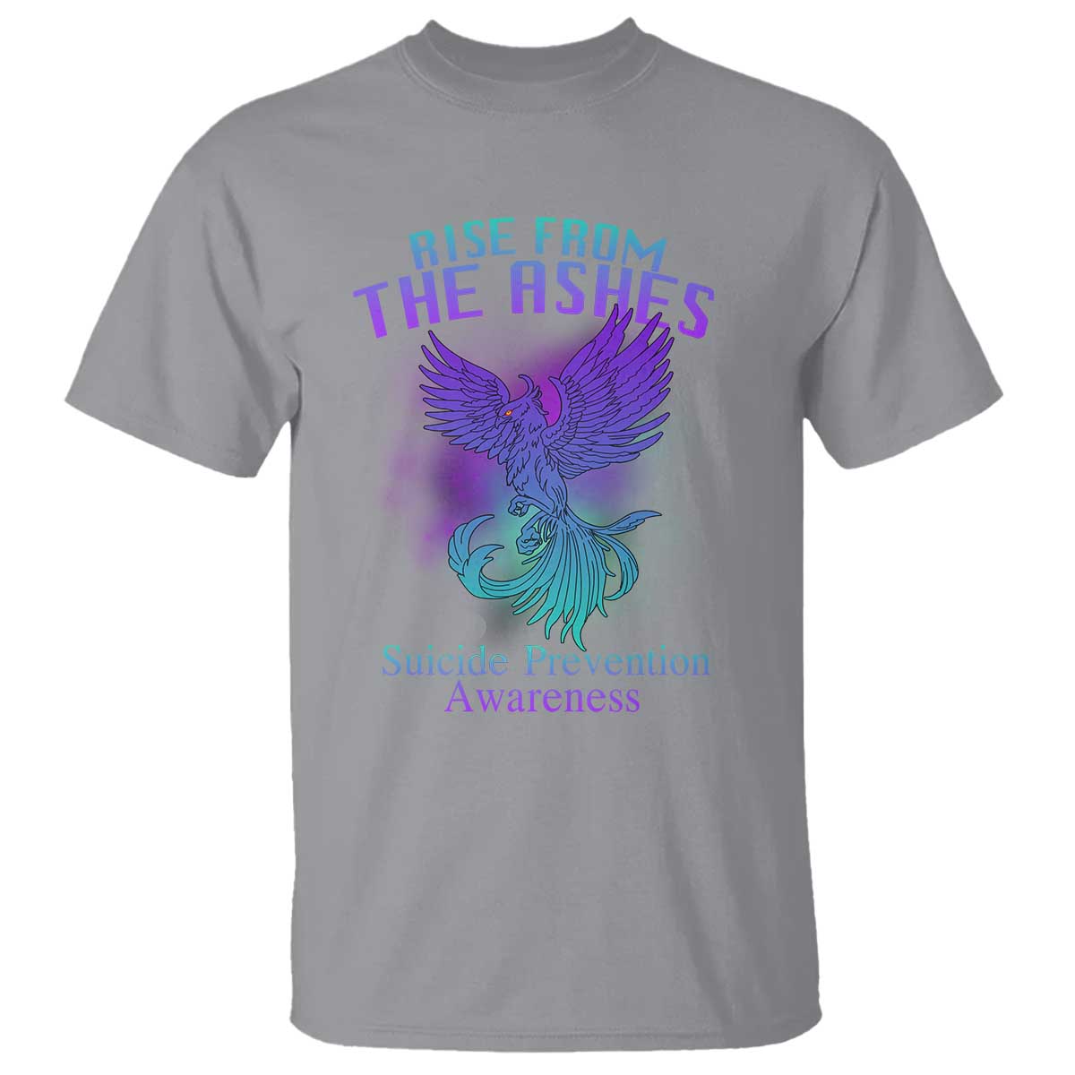 Suicide Prevention Support T Shirt Rise From The Ashes Phoenix Teal And Purple