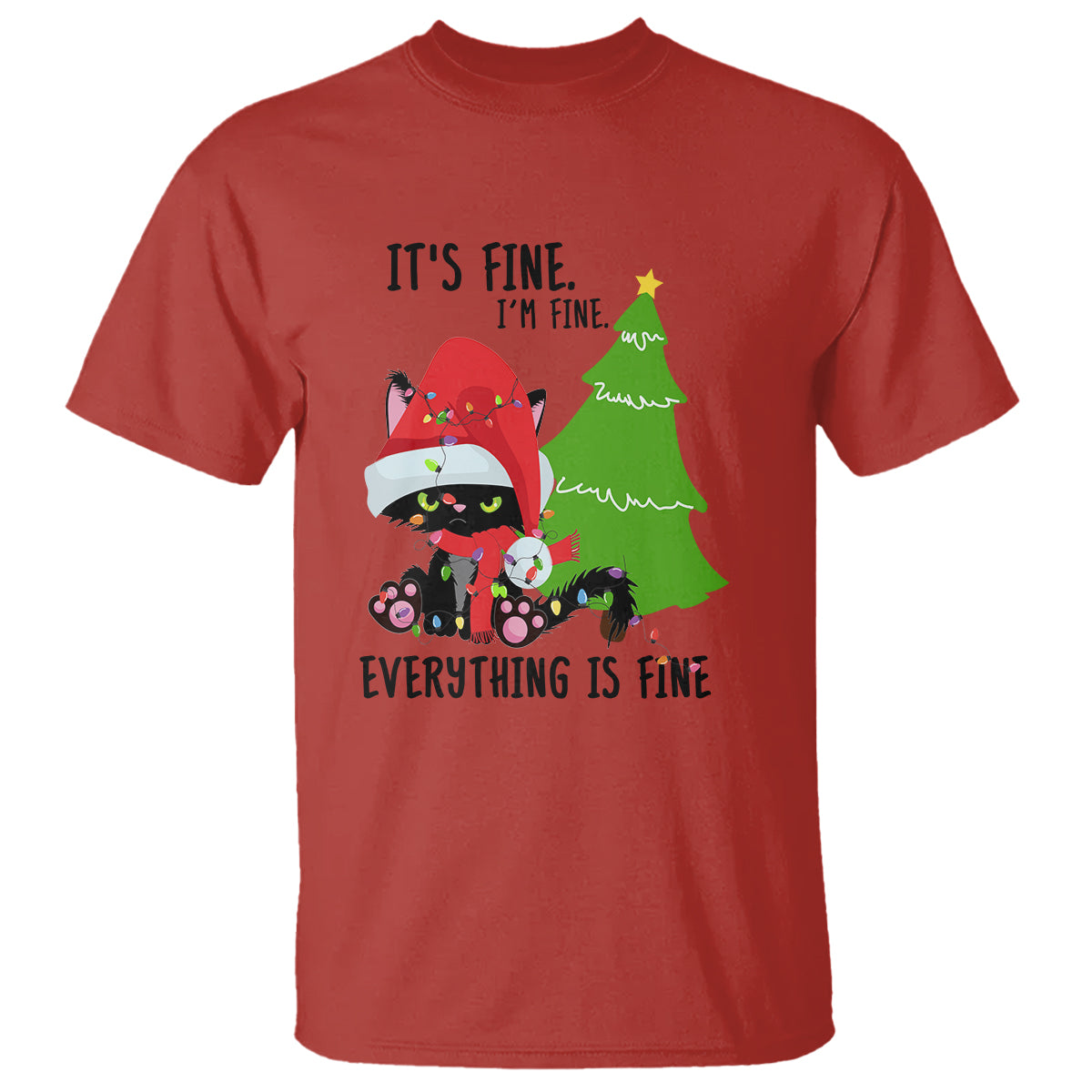 black-cat-christmas-t-shirt-its-fine-im-fine-everything-is-fine
