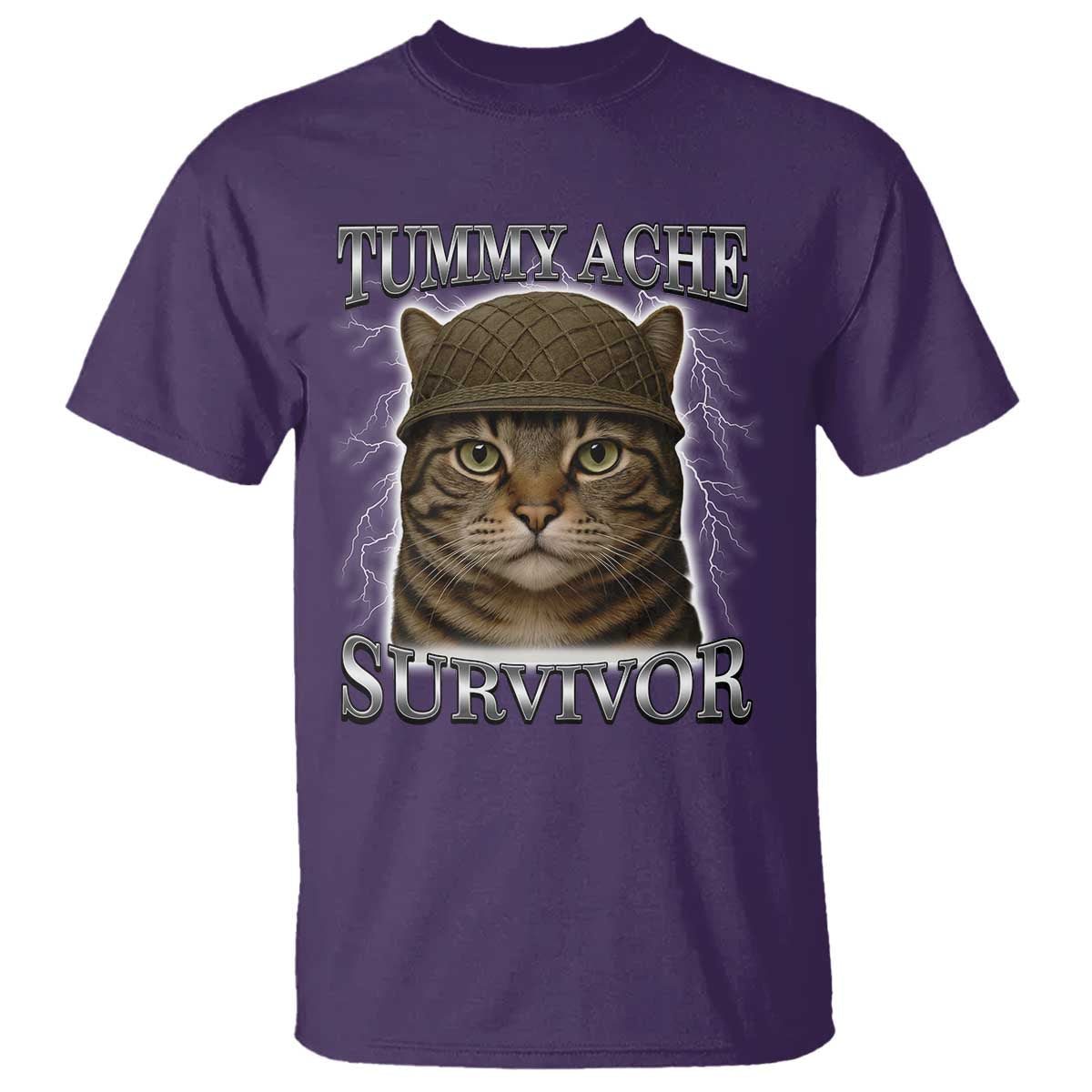 funny-cat-meme-humor-t-shirt-tummy-ache-survivor-lightning-cats-parody