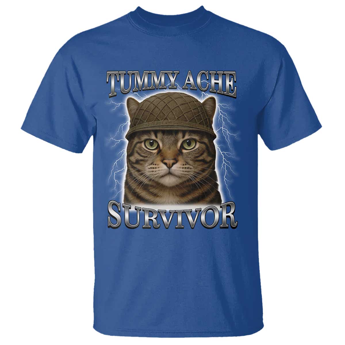 funny-cat-meme-humor-t-shirt-tummy-ache-survivor-lightning-cats-parody