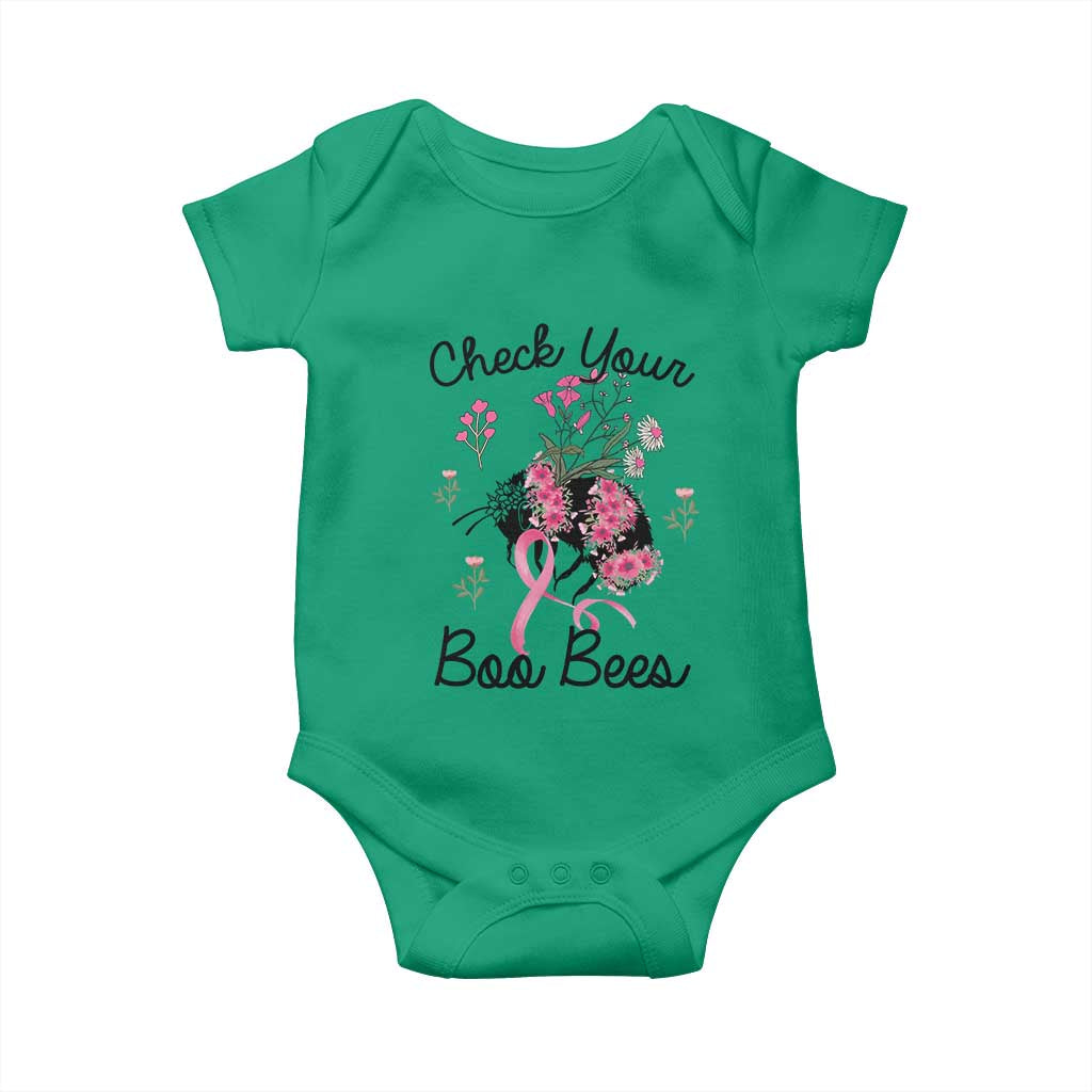 Breast Cancer Support Squad Baby Onesie Check Your Boo Bees Pink Ribbon